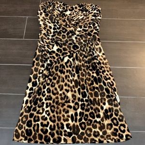 Express M Cheetah Print Sweetheart Neck Dress